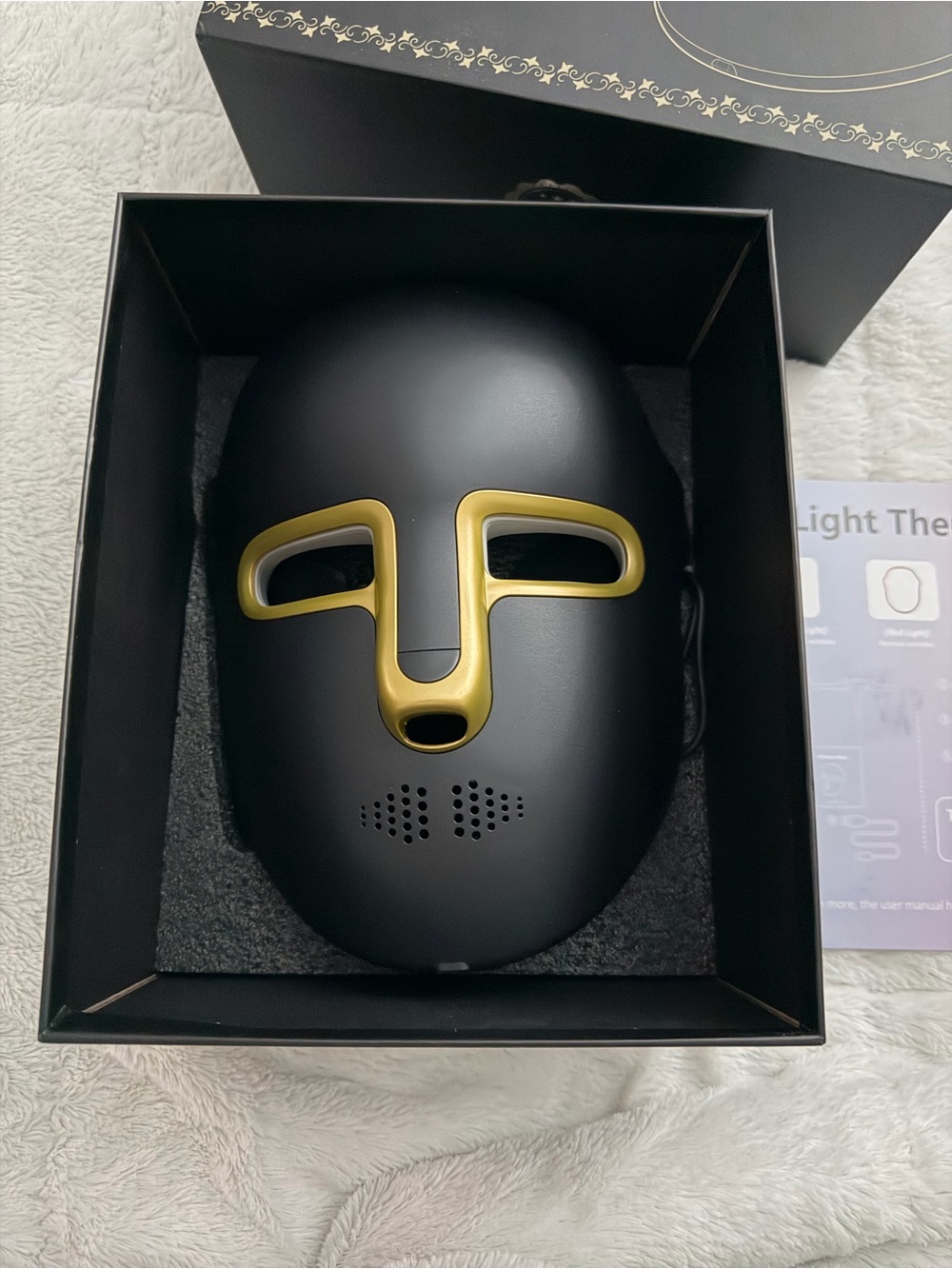 LED Facial Mask Therapy Device - Black & Gold